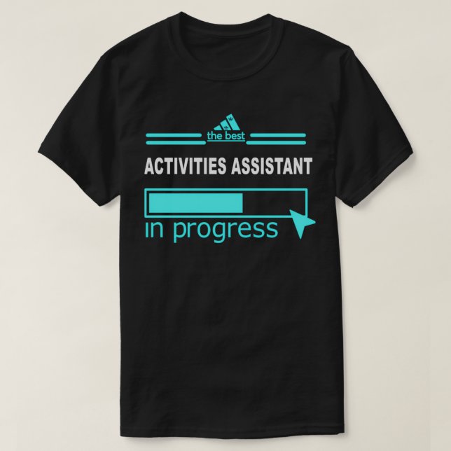 CAMISETA ATIVIDADES DE ASSISTENTE EM AZUL PROGRESSO (Frente do Design)
