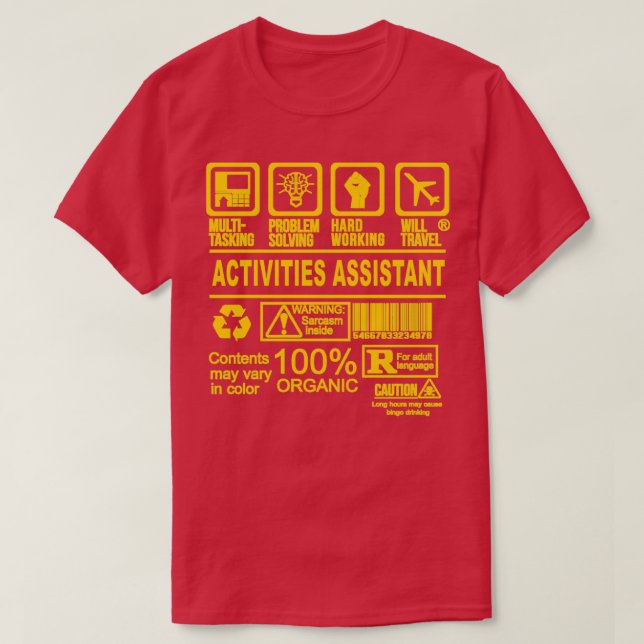 CAMISETA ATIVIDADES O ASSISTENTE IRÁ VIAGEM (Frente do Design)
