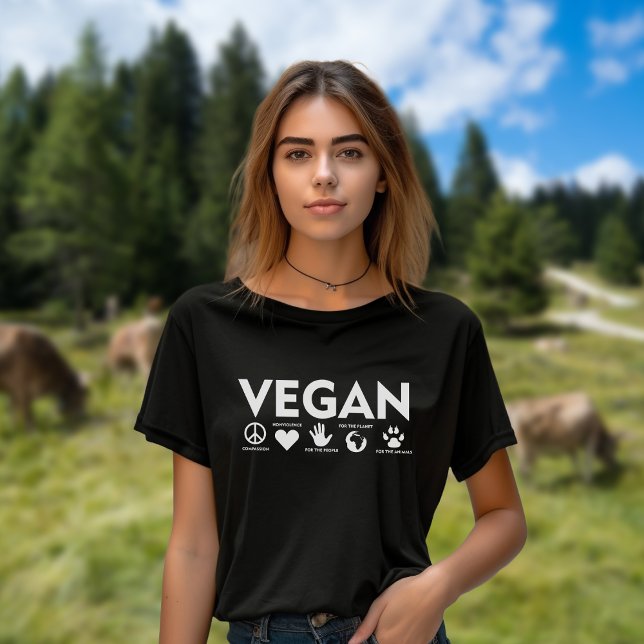 Camiseta Ativismo de Vegan Preto e Branco (Criador carregado)