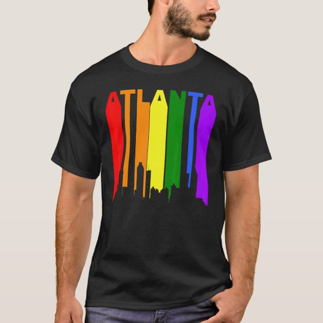 Camiseta Atlanta Georgia Lgbtq Orgulho gay Rainbow Skyline (Frente)