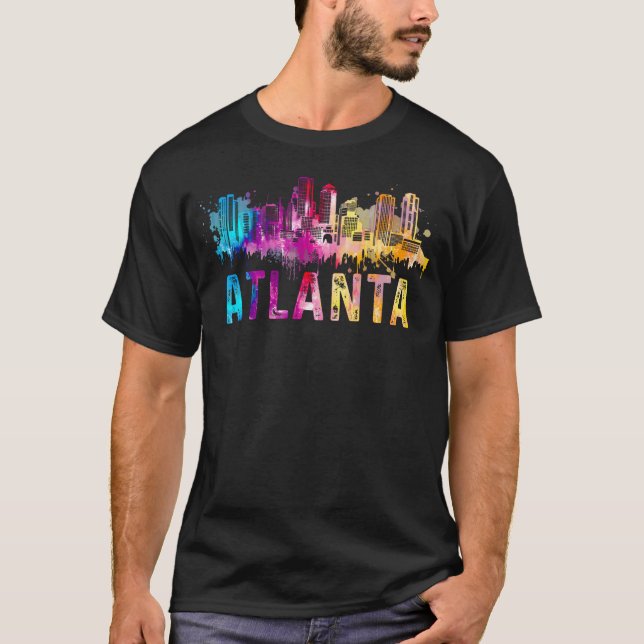 Camiseta Atlanta Georgia Retro Watercolor Skyline (Frente)