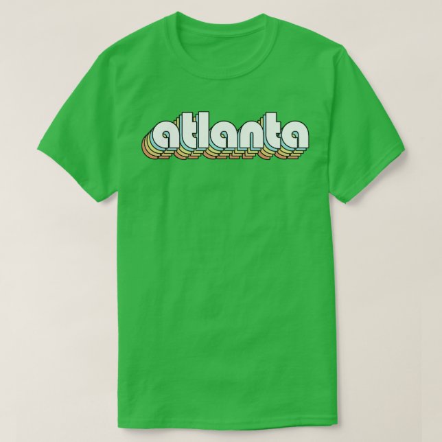 Camiseta Atlanta Retro Rainbow Tipografia Estilo Desvanecid (Frente do Design)