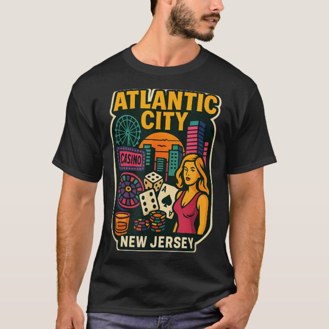 Camiseta Atlantic City New Jersey Vacation Casino Gaming Ga (Frente)