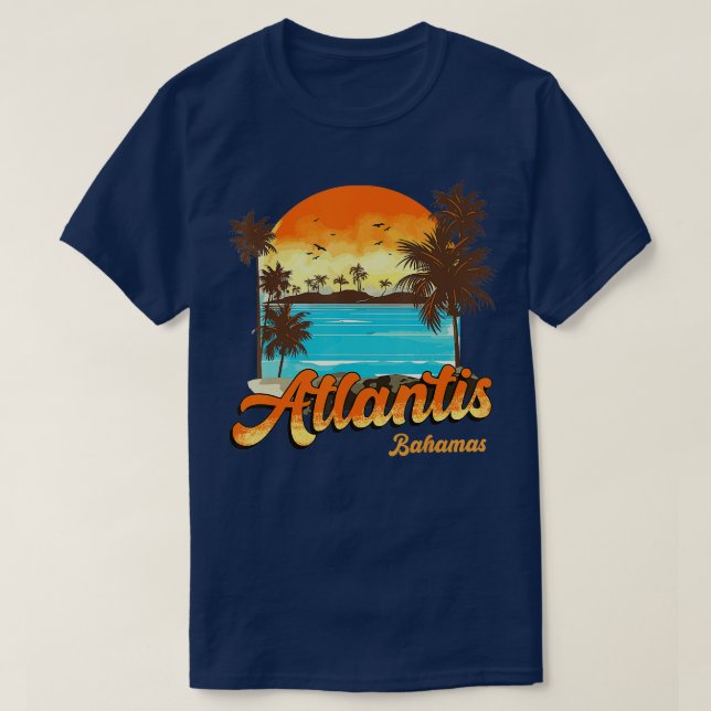 Camiseta Atlantis Bahamas Praia Férias Verão Palm Sunset (Frente do Design)