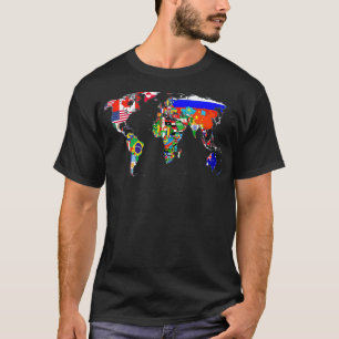 Camiseta Atlas de Sinalizador do País do Mapa Mundial 