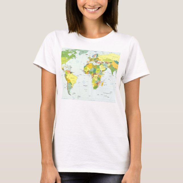 Camiseta Atlas do Mundo do Mapa (Frente)