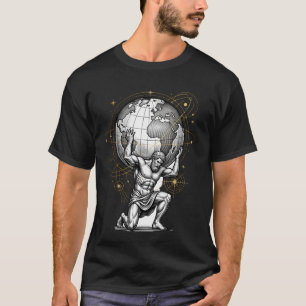 Camiseta Atlas Segurando o Globo Mitologia Desenho Celestia