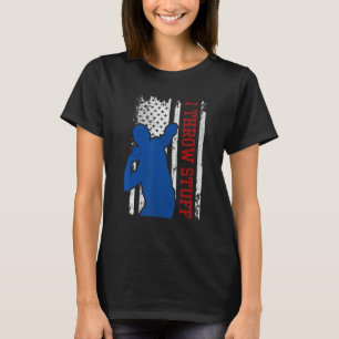 Camiseta Atleta de Arremesso de Peso Eu Jogo Coisas Bandeir