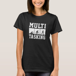 Camiseta Atleta de Triatlo Gráfico de Multitarefa Correndo
