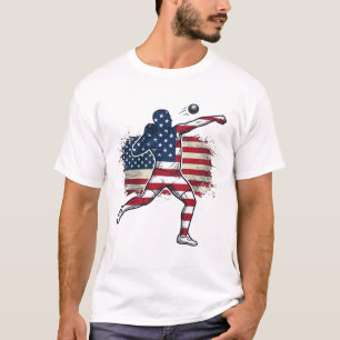 Camiseta Atleta Patriótico de Arremesso de Peso Desenho de