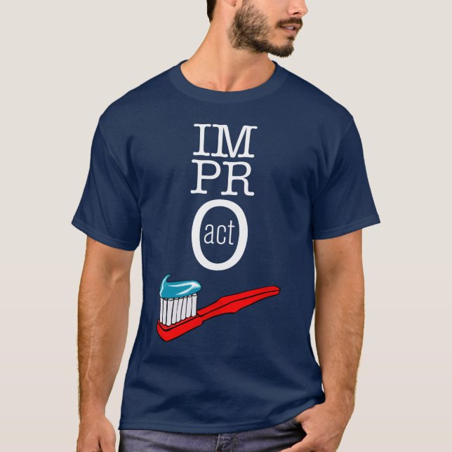 Camiseta ATO de Impro - obscuridade da escova de dentes (Frente)