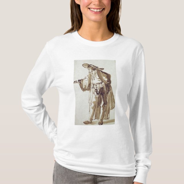 Camiseta Ator com um chapéu Largo-orlarado (Frente)