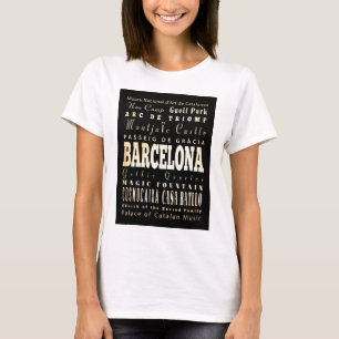 Camiseta Atrações e lugares famosos de Barcelona, espanha
