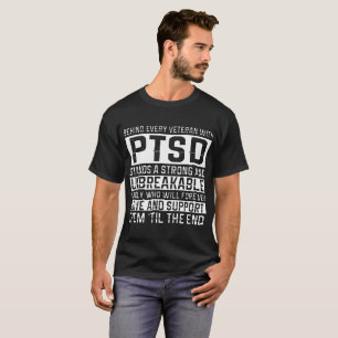 Camiseta atrás de cada veterano com ptsd está o asrong e