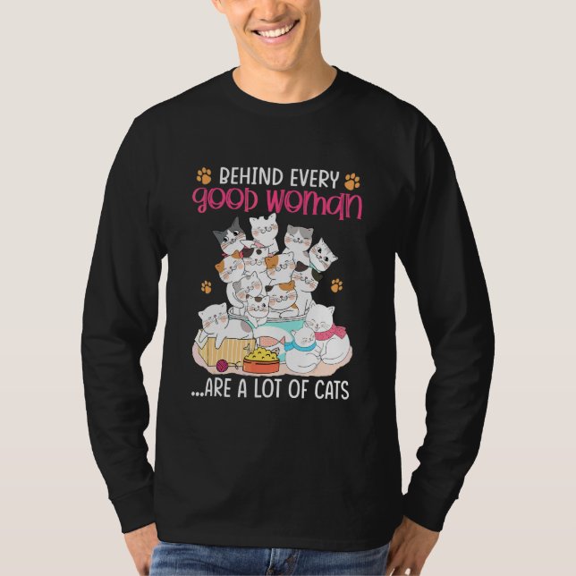 Camiseta Atrás De Todas As Boas Mulheres Há Muitos Gatos Mã (Frente)