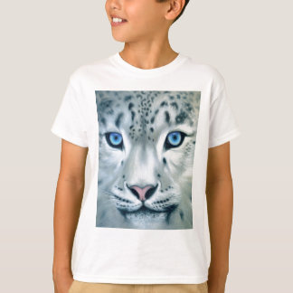 Camiseta Atrás dos olhos azuis - Leopardo da neve