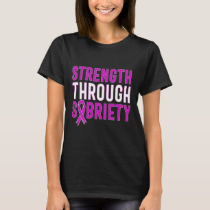 Camiseta Através da Fita Púrpura do Vício Sobriety End