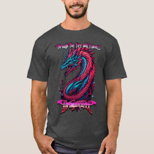 Camiseta Através do fogo e chamas Dragão Cyberpunk