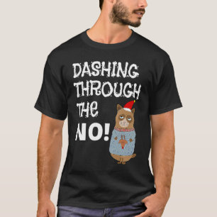 Camiseta Atravessando o NÃO Gato de Natal Mal-Humorado