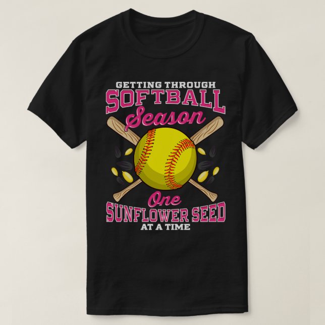 Camiseta Atravessando Softball Uma Sementes De Girassol Em  (Frente do Design)