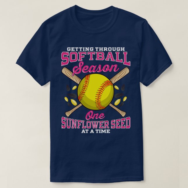 Camiseta Atravessando Softball Uma Sementes De Girassol Em  (Frente do Design)