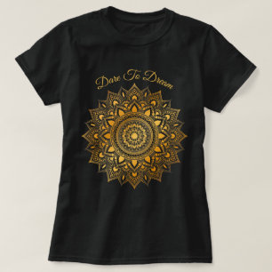 Camiseta Atrevo-me a sonhar com a Dourada Mandala Dream Cat