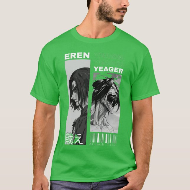 Camiseta Attack on titan eren yeager both forms (Frente)