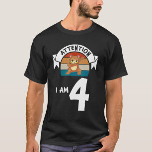 Camiseta Attention I am 4 cat 4th Birthday Boy Birthday
