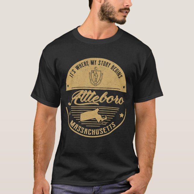 Camiseta Attleboro Massachusetts É onde minha história come (Frente)