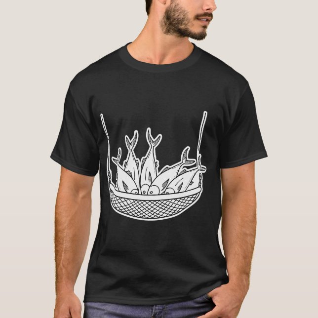 Camiseta Atum Agrupado em Rede de Pesca (Frente)