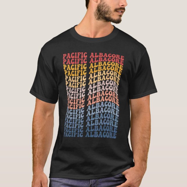 Camiseta Atum Branco do Pacífico Groovy Retro Peixe (Frente)