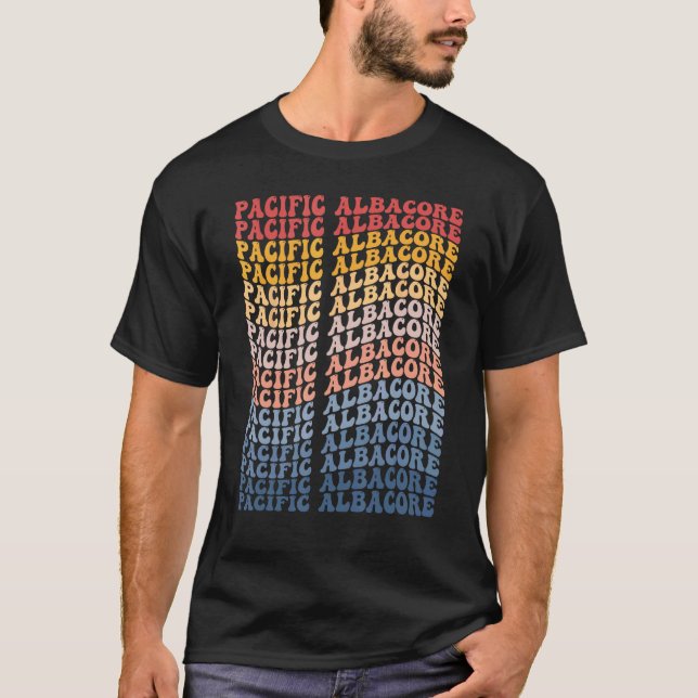 Camiseta Atum Branco do Pacífico Groovy Retro Peixe (Frente)