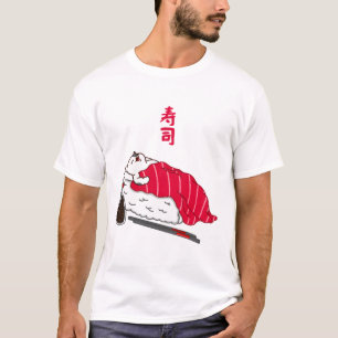 Camiseta Atum-de-gato dormindo Sushi