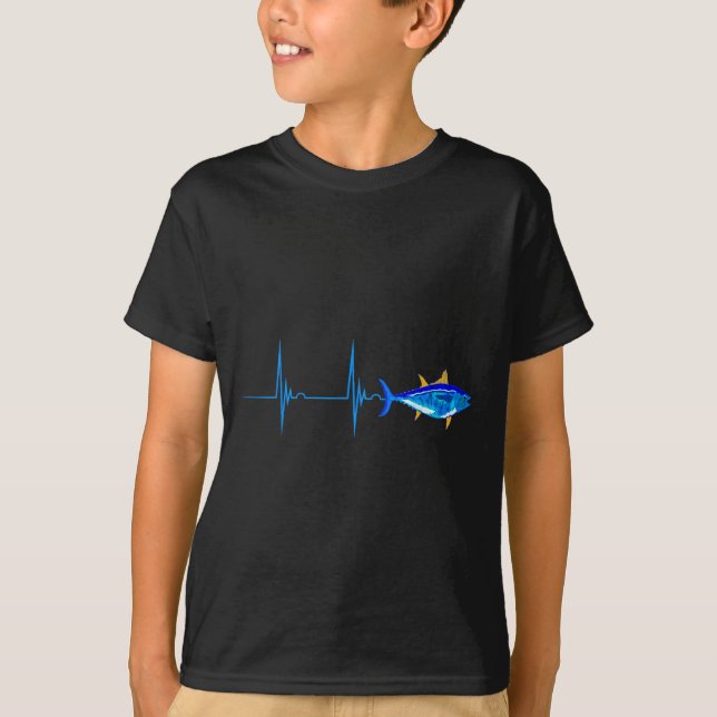 Camiseta Atum Rabilho-Coração Ekg Peixes De Profundidade Pu (Frente)