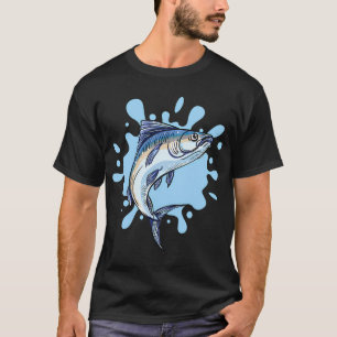 Camiseta Atum Rabo Azul e respingo ao fundo