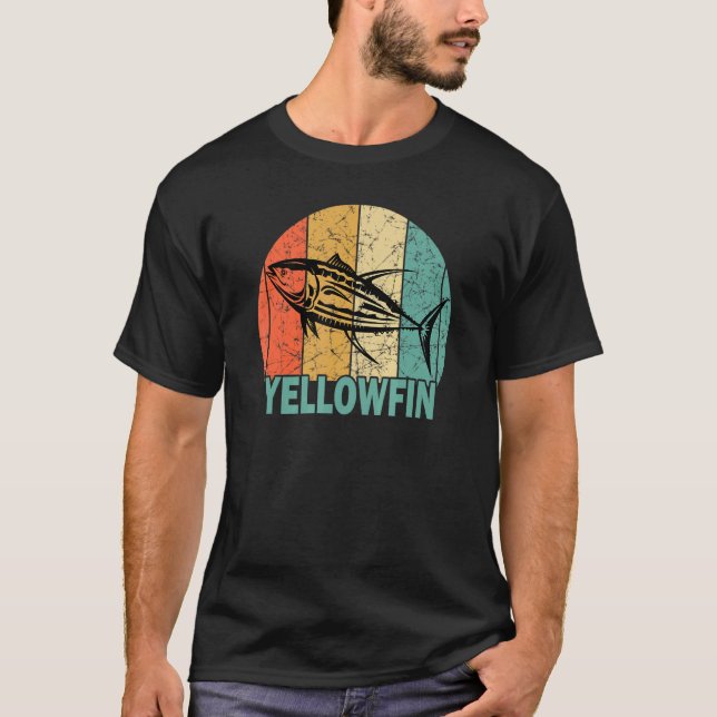 Camiseta Atum Yellowfin Retro Para Pescadores de Atum Vinta (Frente)