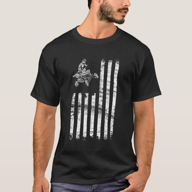 Camiseta Atv American Flag Four Wheeler Quad Bike (Frente)