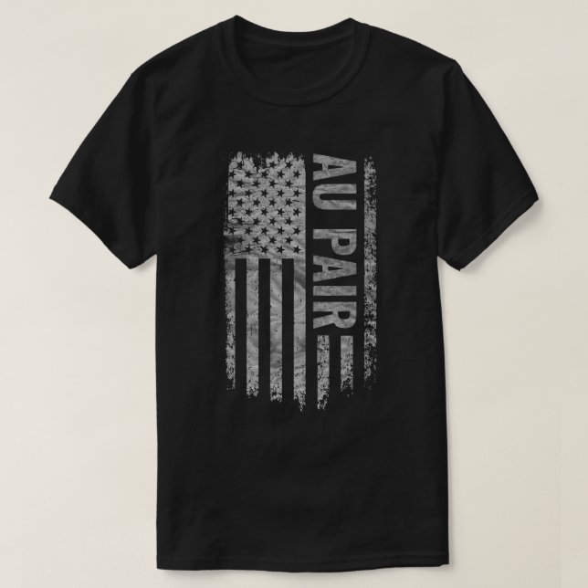 Camiseta Au Pair USA Flag Distressed design (Frente do Design)