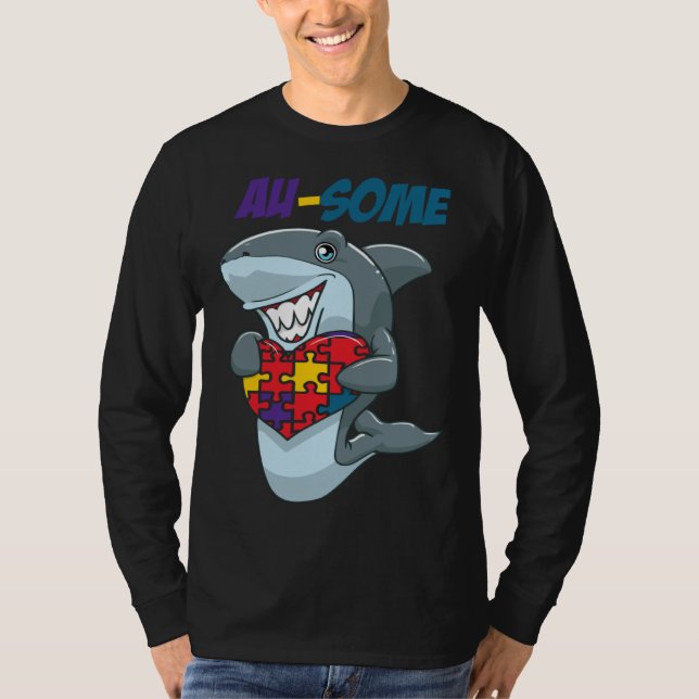 Camiseta Au Some Shark Awesome Autistic Puzzle Autism Aware (Frente)
