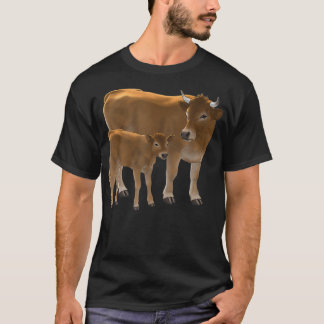 Camiseta Aubral ou Jersey Brown Cow Cute Calf Bovinos Arte