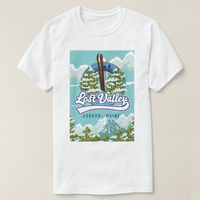 Camiseta Auburn, Maine, Vale perdido de esqui (Frente do Design)