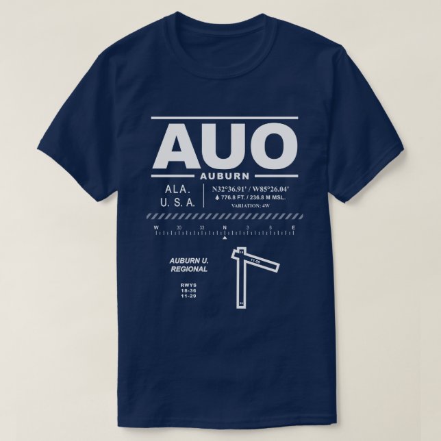 Camiseta Auburn U. Regional Airport AUO (Frente do Design)