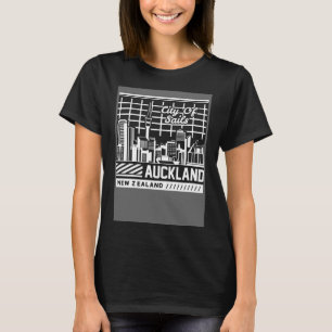 Camiseta Auckland — cidade neozelandesa de skyline map viag