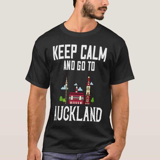 Camiseta Auckland New Zealand City Skyline Map Travel (Frente)