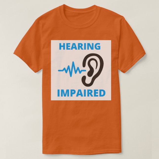 Camiseta Audição comprometida de branco e azul (Frente do Design)