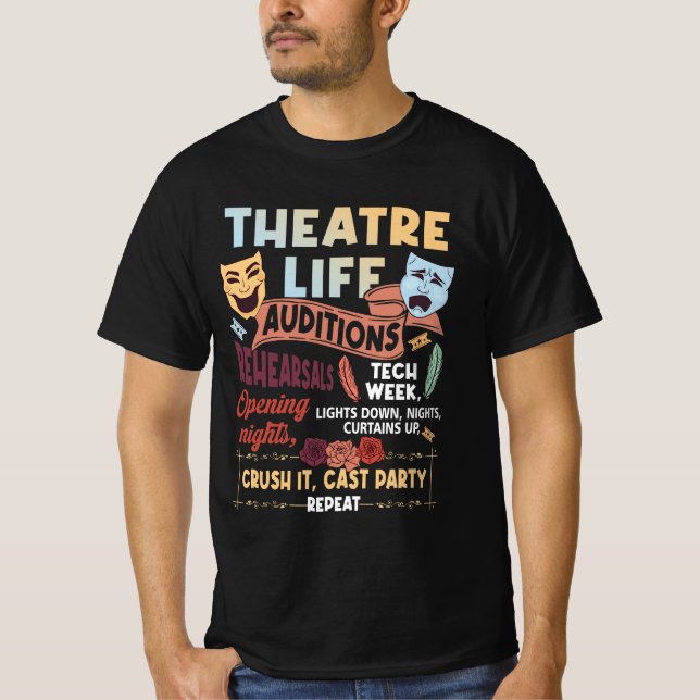 Camiseta Audições de Vida de Ator Musical de Teatro de Teat (Frente)