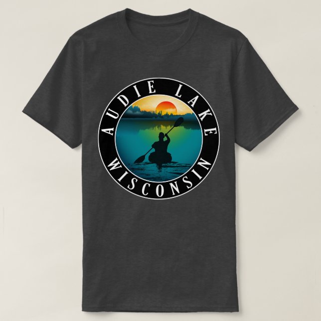 Camiseta Audie Lake Wisconsin Kayaking (Frente do Design)