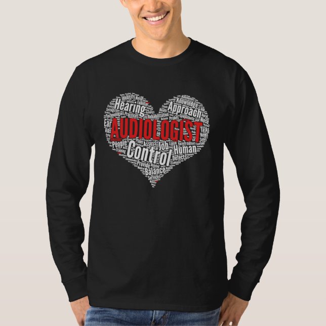 Camiseta Audiologista Forma Coração Palavra Nuvem Douto Aud (Frente)