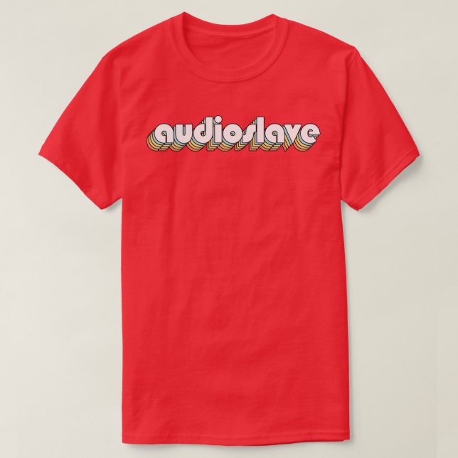 Camiseta Audioslaço Retro Tipografia Arco-Íris Estilo Desva (Frente do Design)