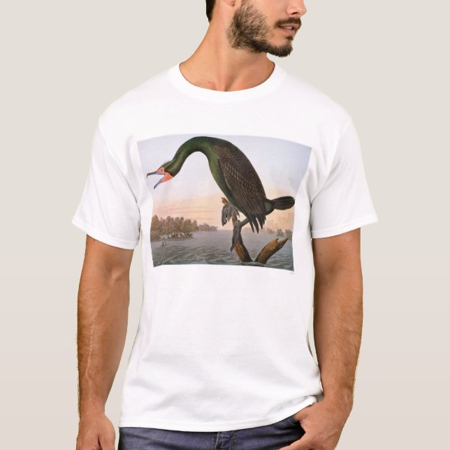 Camiseta Audubon: Cormorant com crista dobro (Frente)